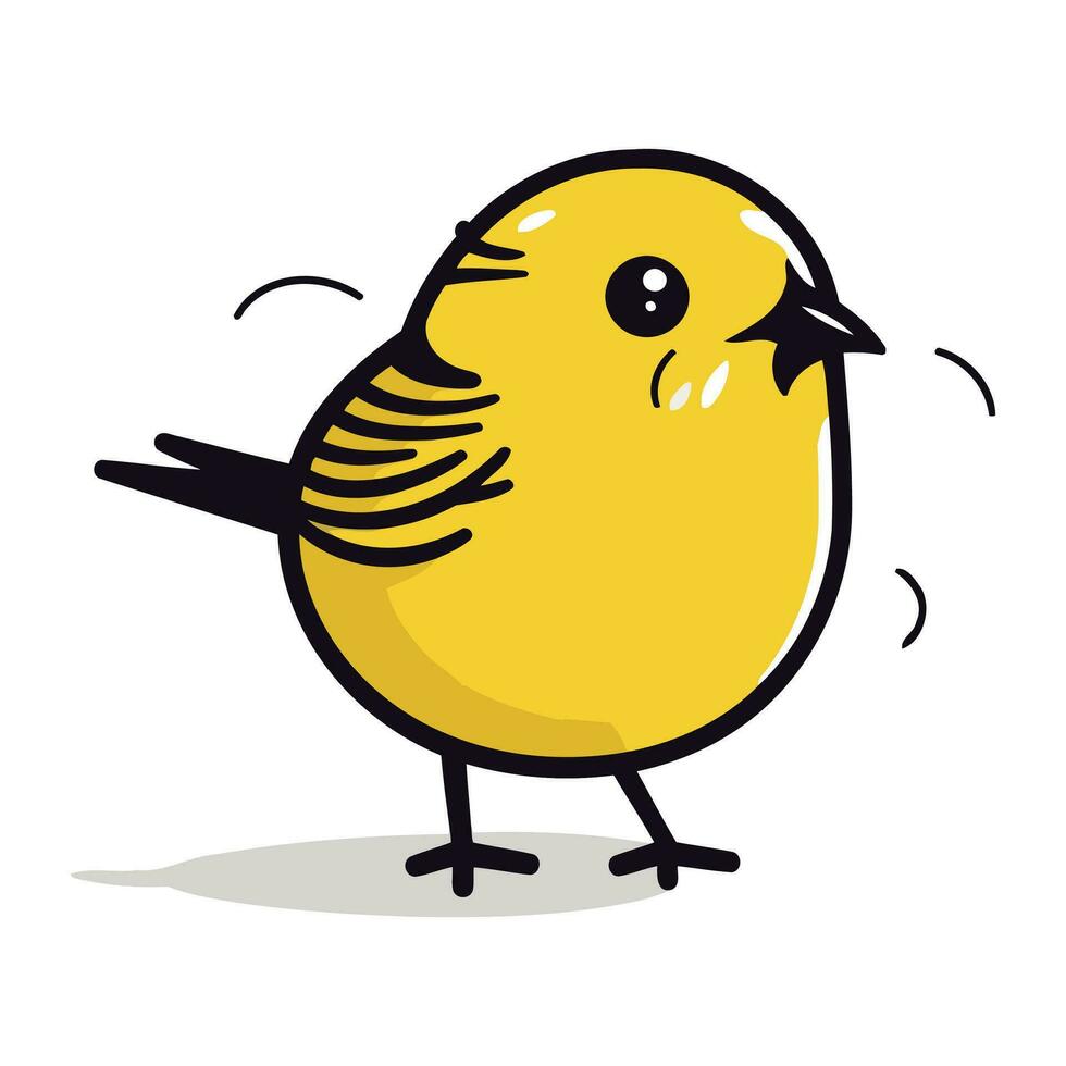 Vektor Illustration von süß wenig Gelb Vogel isoliert auf ein Weiß Hintergrund.