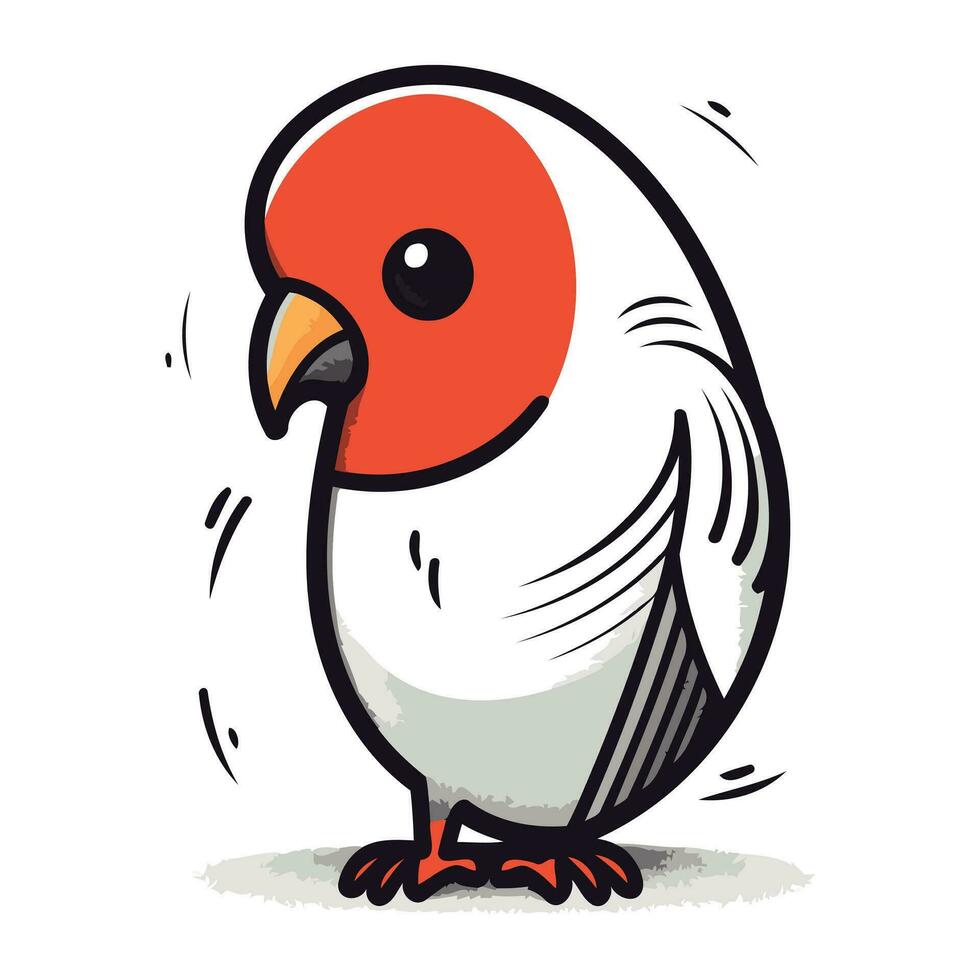 illustration av en söt liten fågel på en vit bakgrund. vektor illustration.