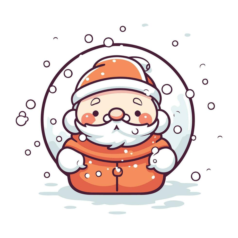 süß Karikatur Santa claus im Schnee Globus. Vektor Illustration.