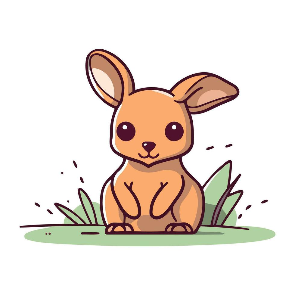 söt liten kanin Sammanträde på de gräs. vektor illustration i tecknad serie stil.