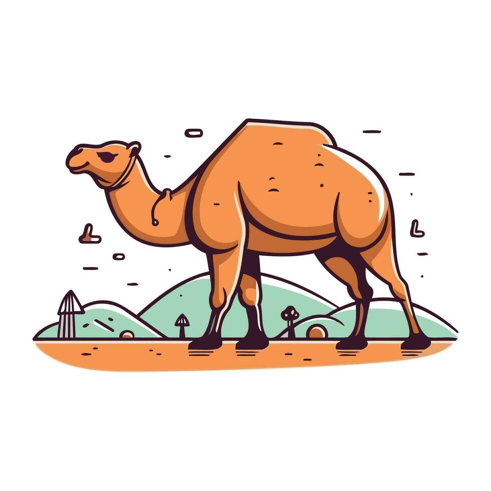 kamel. vektor illustration i tecknad serie stil på en vit bakgrund.