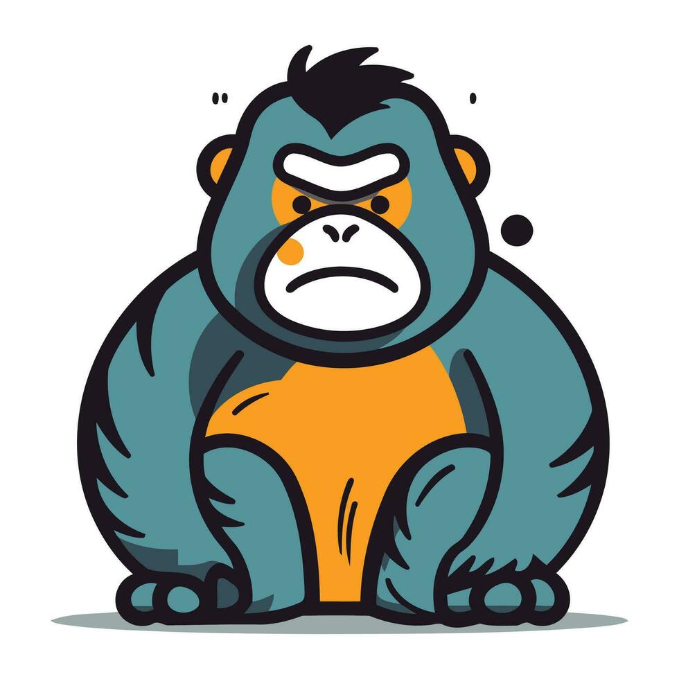 gorilla Sammanträde vektor illustration. tecknad serie gorilla karaktär.
