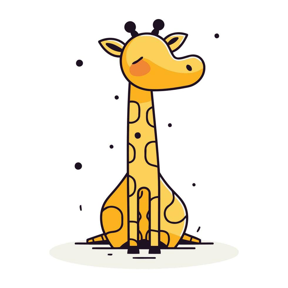 söt tecknad serie giraff. vektor illustration. isolerat på vit bakgrund.