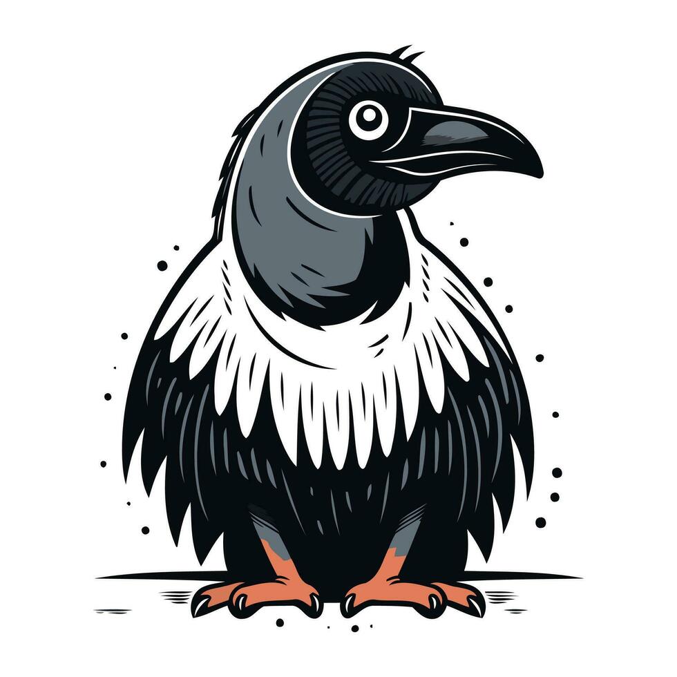Vektor Bild von ein Krähe im schwarz und Weiß Farben auf ein Weiß Hintergrund