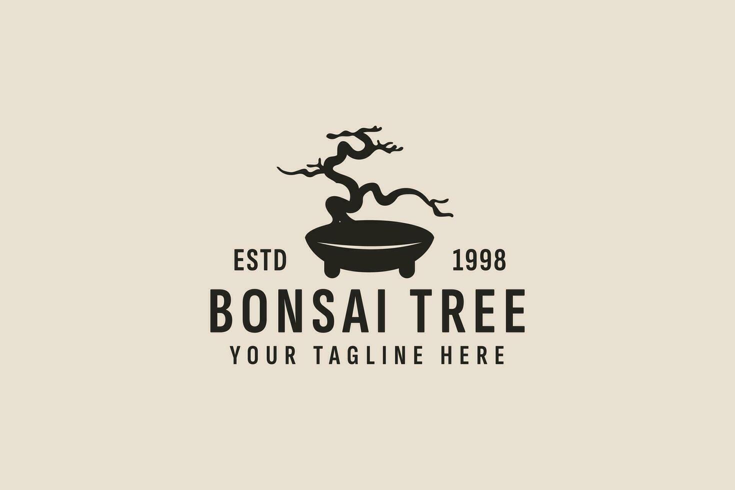 Jahrgang Stil Bonsai Logo Vektor Symbol Illustration