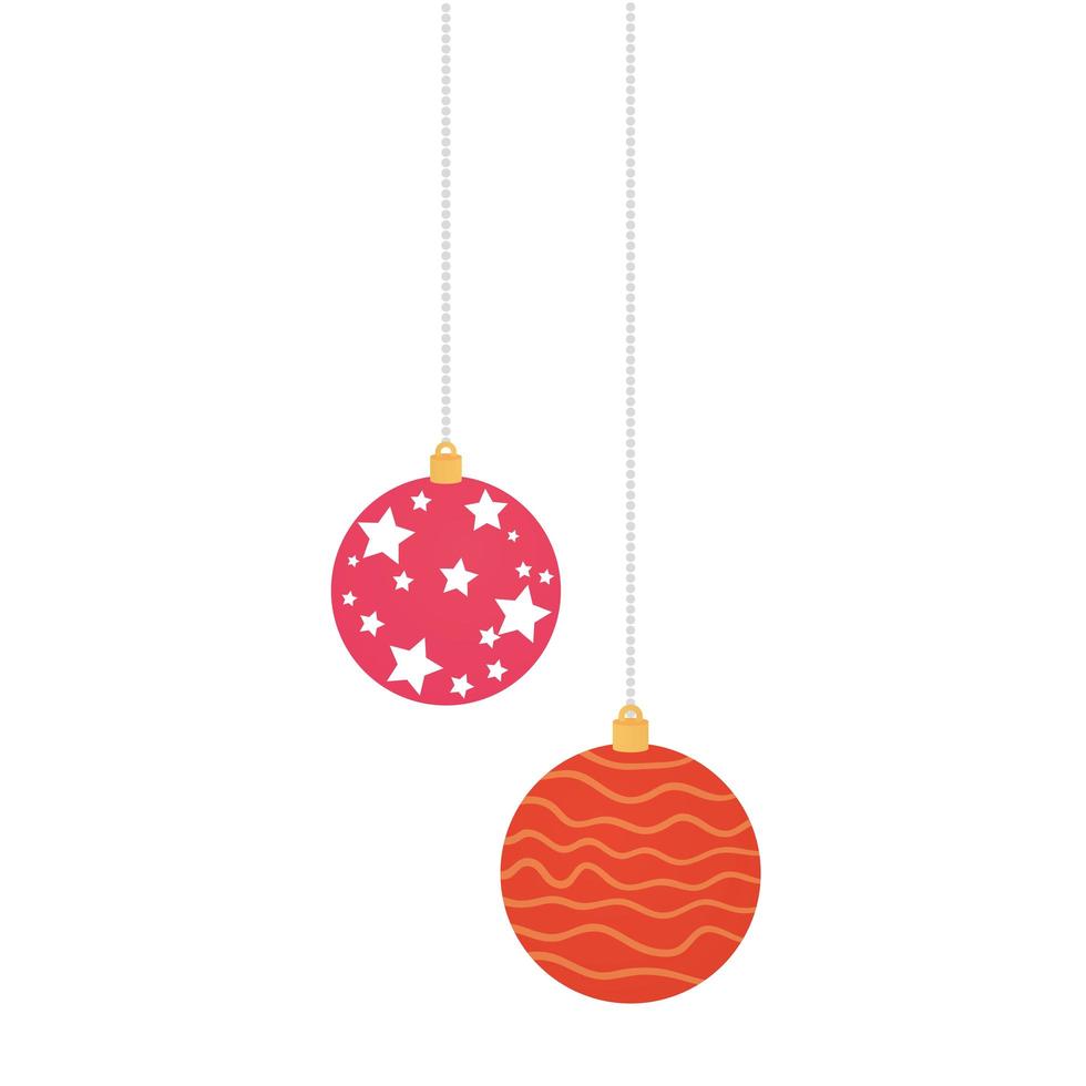 uppsättning bollar jul hängande isolerad ikon vektor