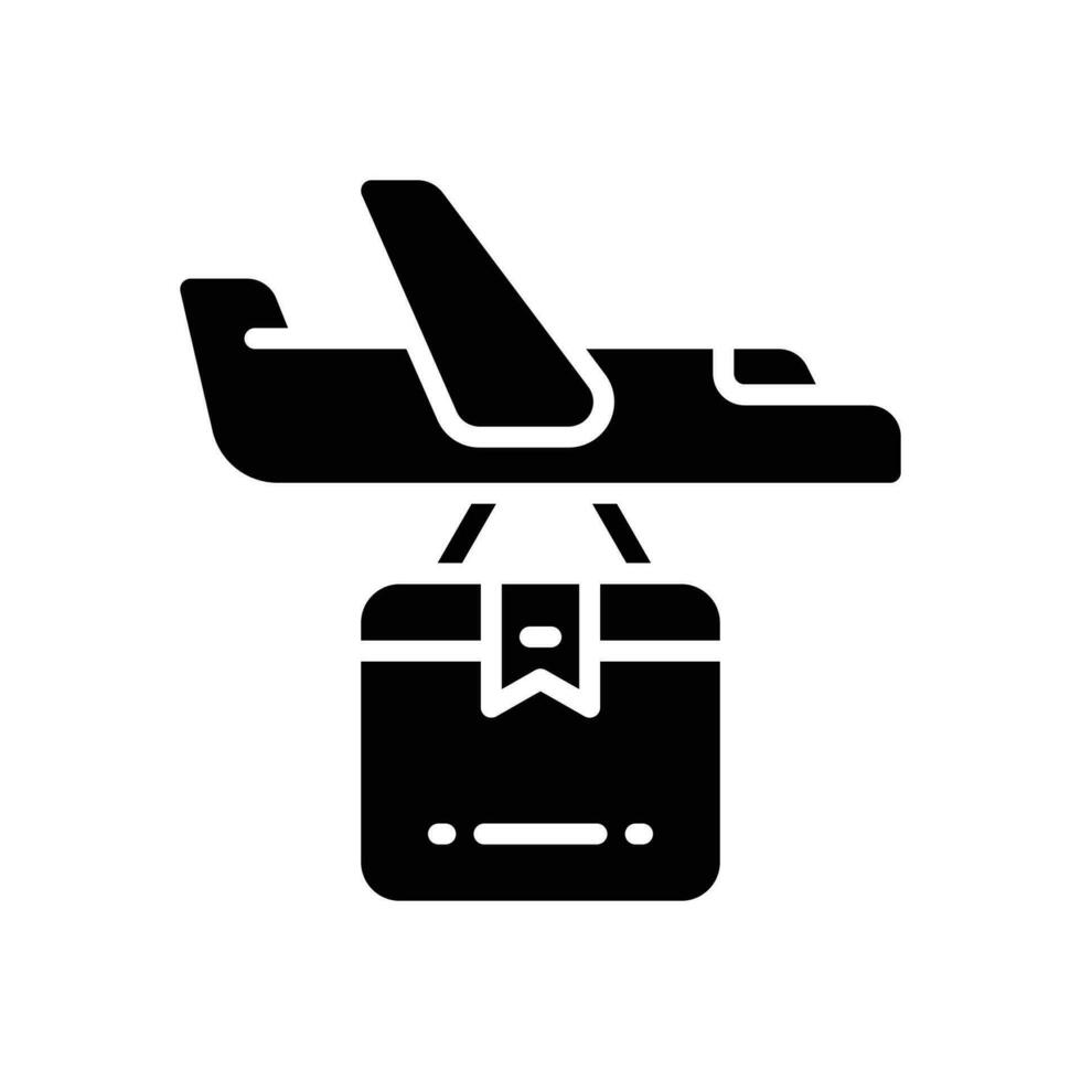 Flugzeug Lieferung Glyphe Symbol. Vektor Symbol zum Ihre Webseite, Handy, Mobiltelefon, Präsentation, und Logo Design.