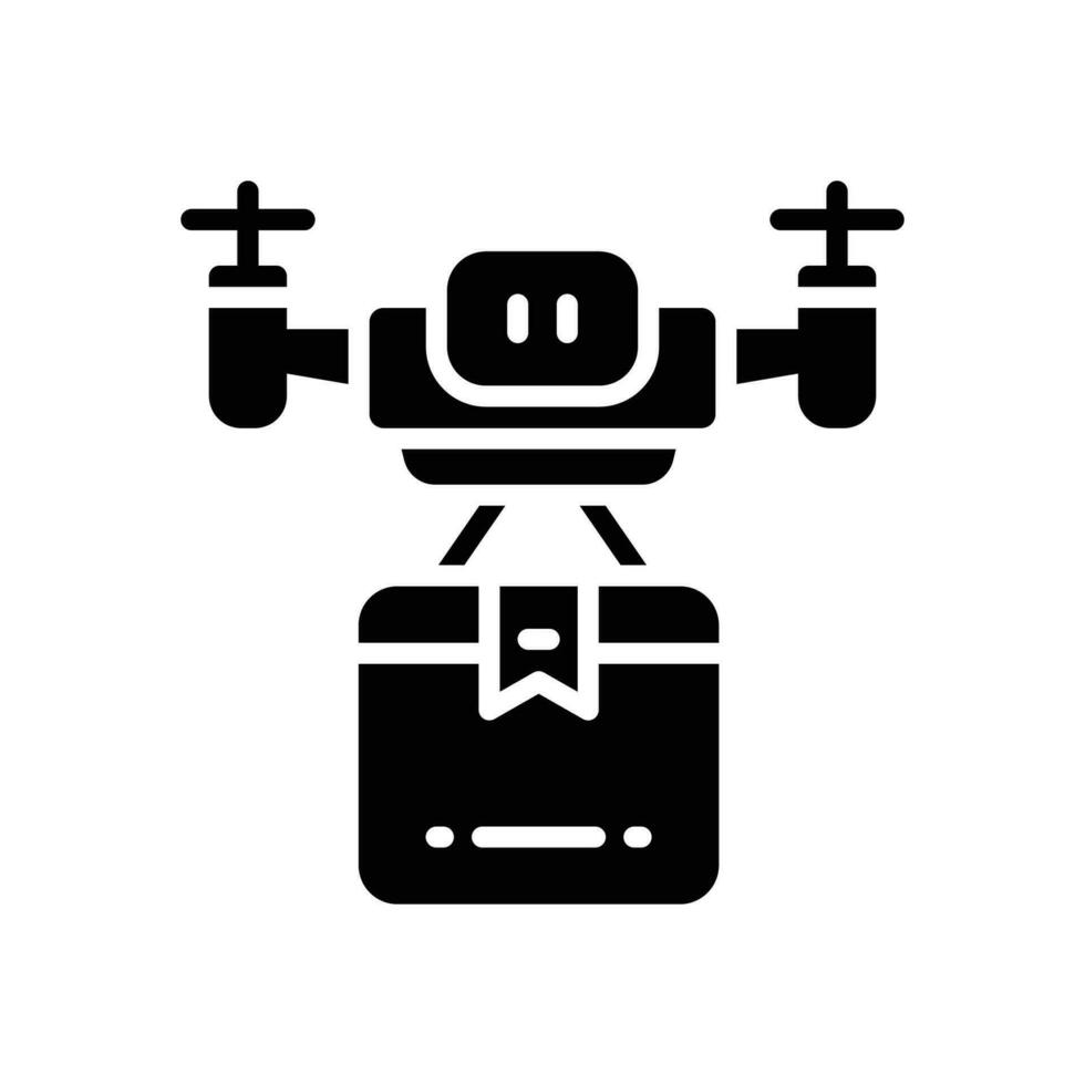 Drohne Lieferung Glyphe Symbol. Vektor Symbol zum Ihre Webseite, Handy, Mobiltelefon, Präsentation, und Logo Design.