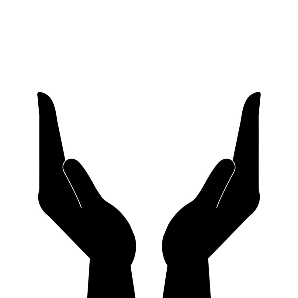 Silhouette der Hände, die menschliches isoliertes Symbol empfangen vektor