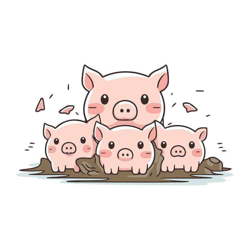 süß Schweinchen Familie. Vektor Illustration von ein Schwein Familie.