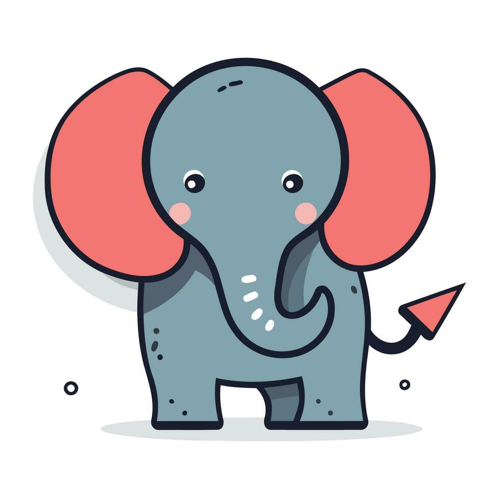 süß Elefant Karikatur Charakter Vektor Illustration. eben Design Stil.