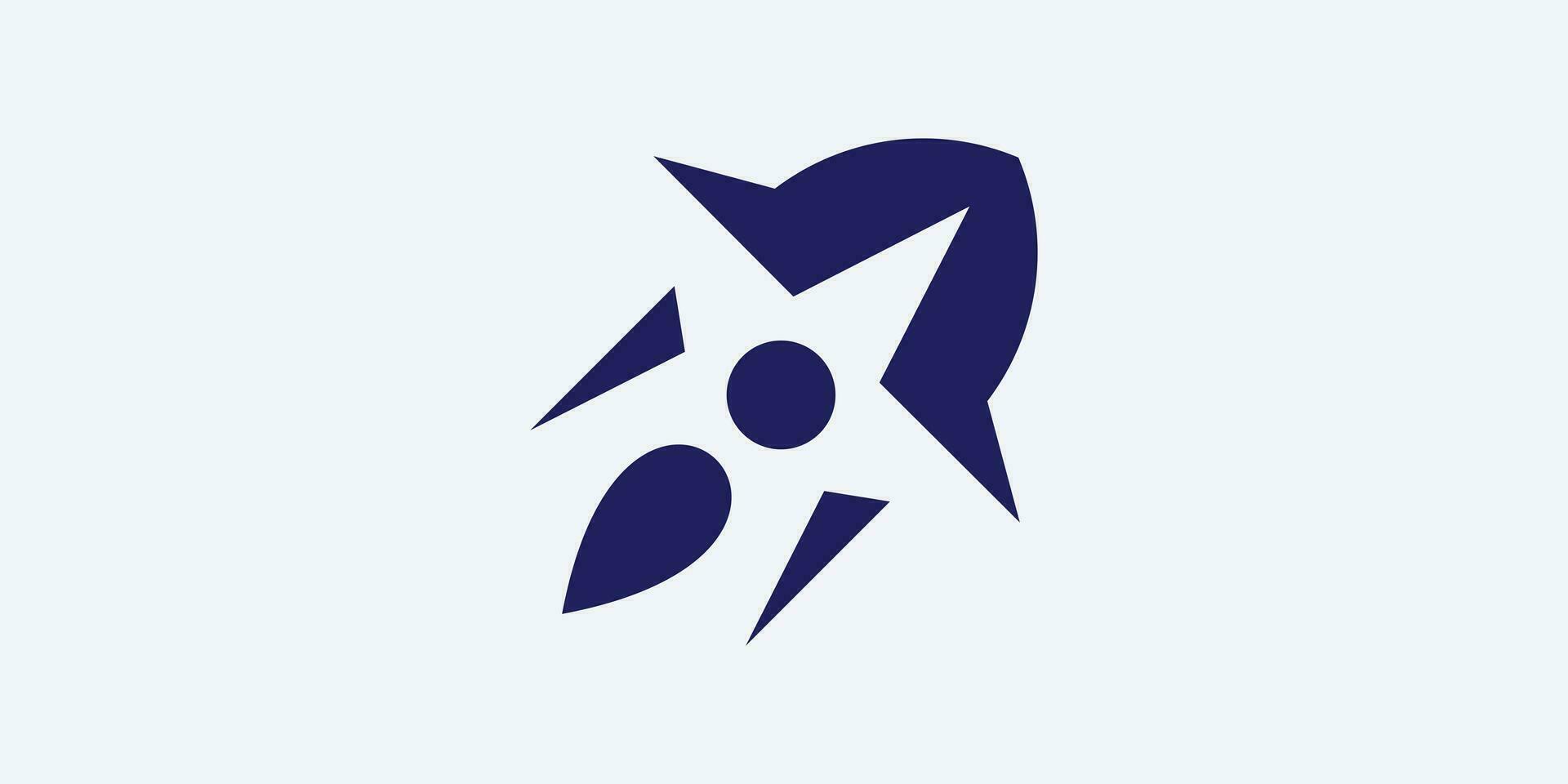 logotyp kombination av en raket form med en stjärna. vektor