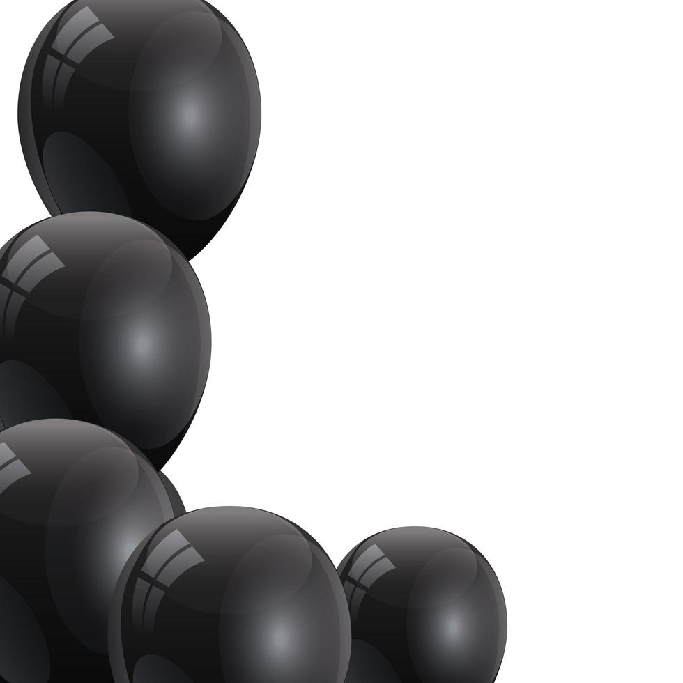 uppsättning ballonger helium svart isolerad ikon vektor