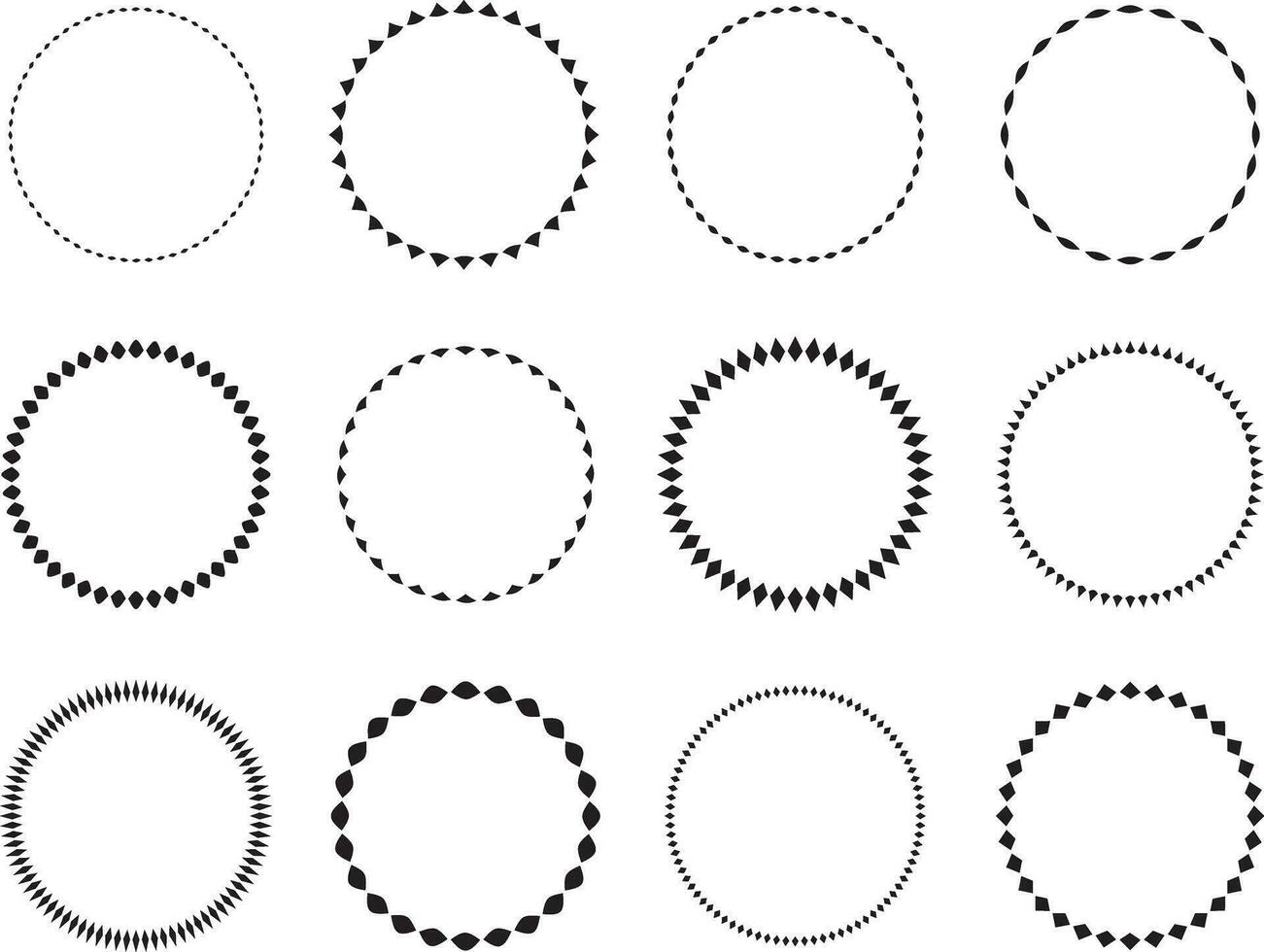 einstellen von runden Vektor Rahmen. Kreis Design Muster Kunst.