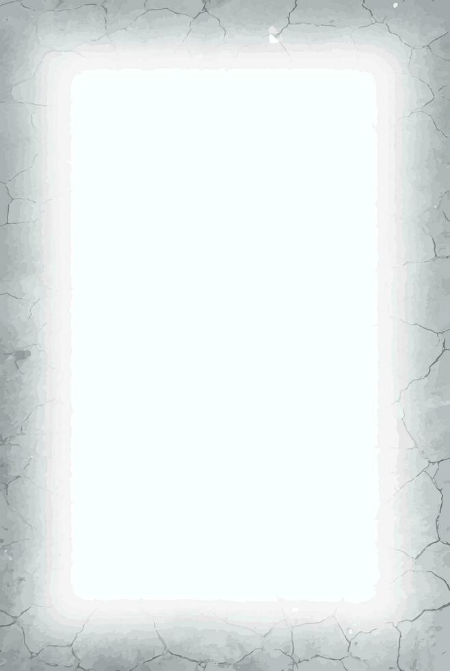 en vit fyrkant ram på en knäckt vägg, grunge gräns, bakgrunder texturerad fotografisk effekt mall vektor
