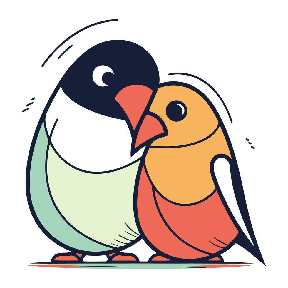 vektor illustration av söt tecknad serie pingvin. hand dragen klotter stil.