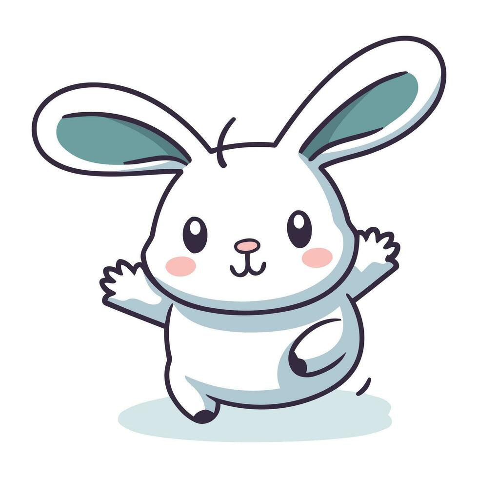 söt vit kanin tecknad serie karaktär vektor illustration. Lycklig påsk design.