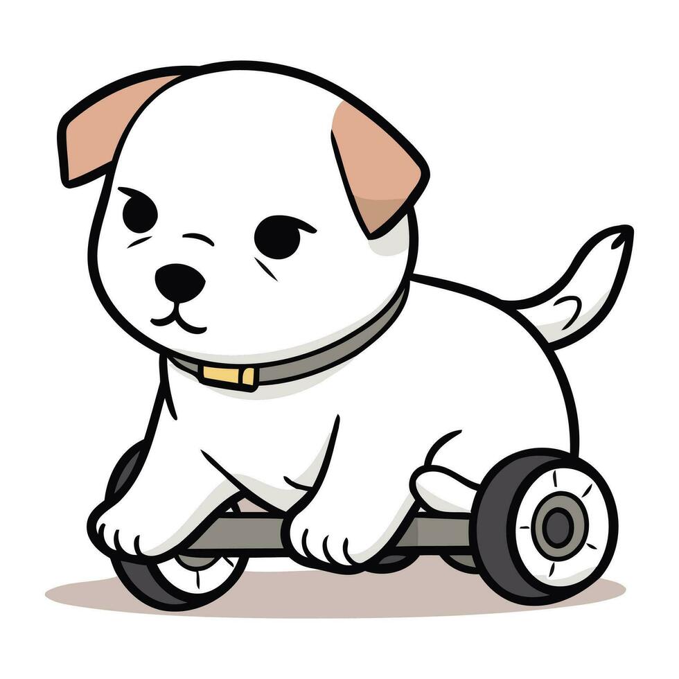 Jack Russell Hund Reiten ein Roller. Vektor Illustration.