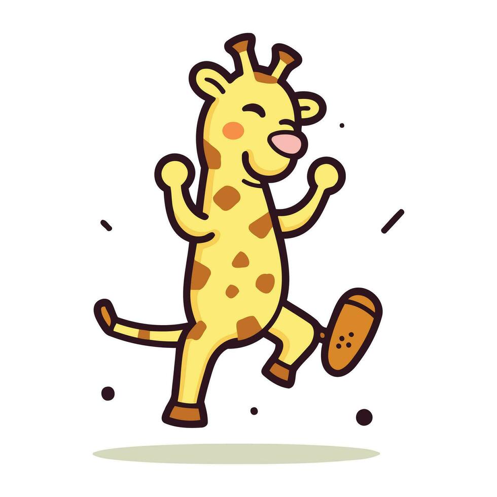 süß Karikatur Giraffe Betrieb. Vektor Illustration im eben Stil.