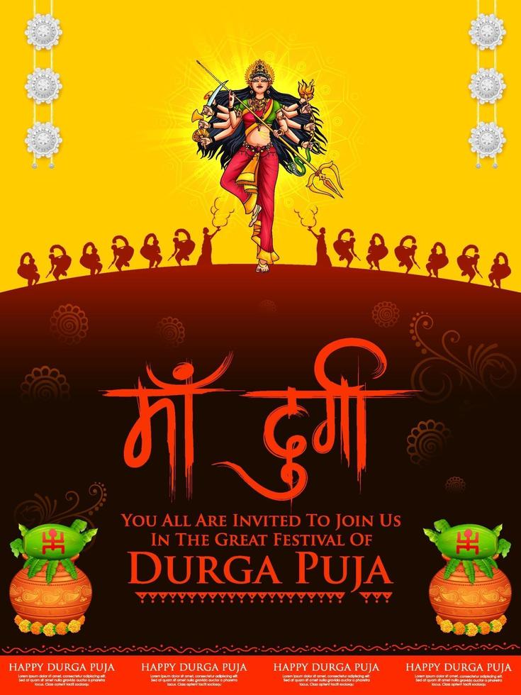 göttin durga gesicht in glücklicher durga puja subh navratri indischer religiöser vektor