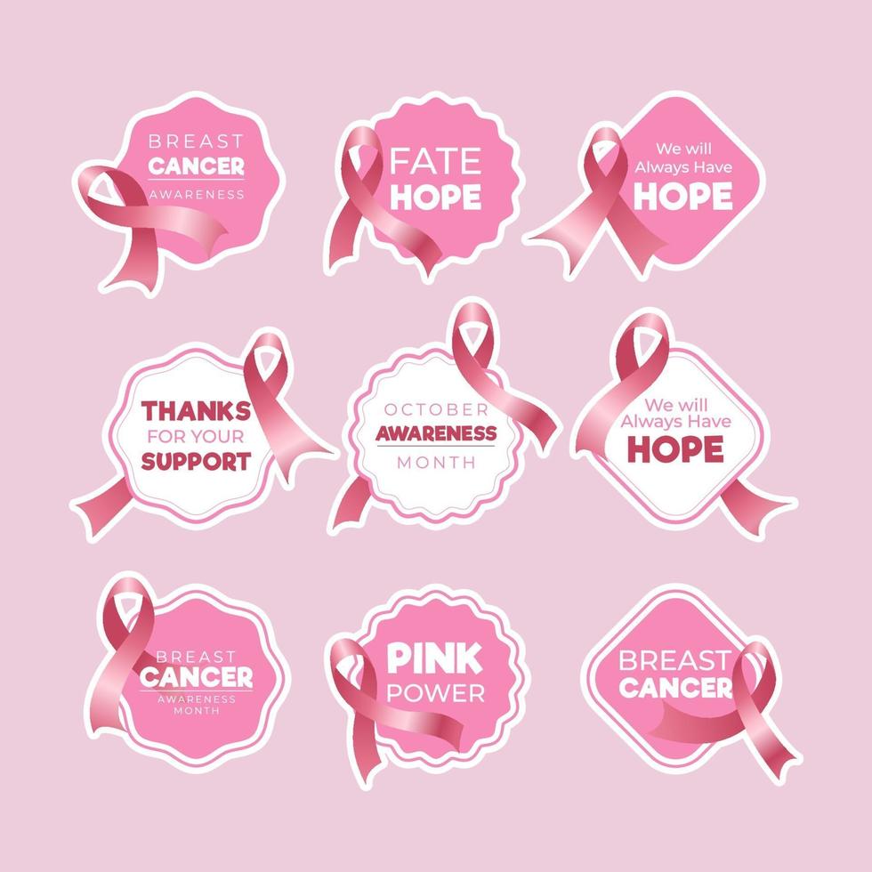 bröstcancer medvetenhet klistermärke uppsättning vektor
