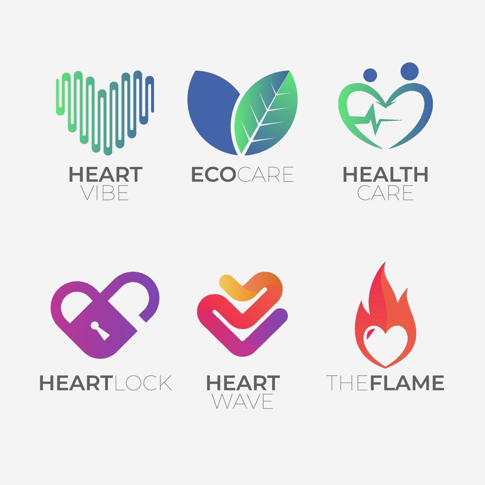 Herzformen Logokollektion vektor