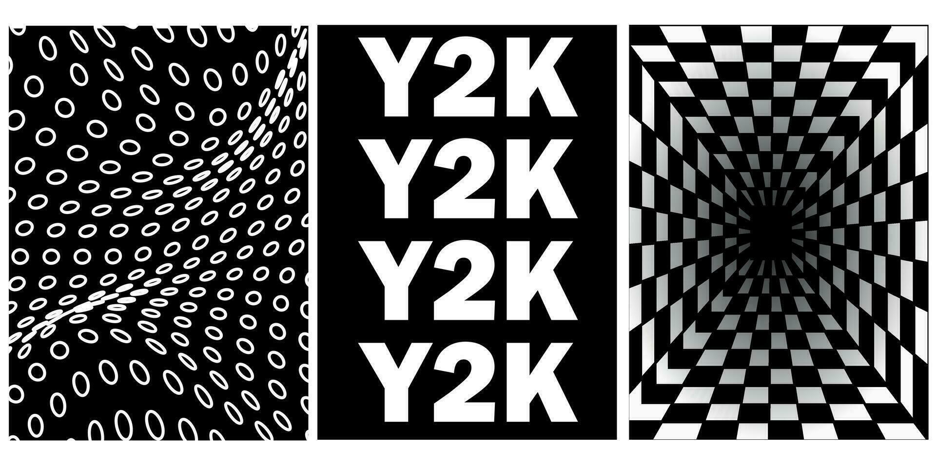 einstellen von abstrakt ästhetisch y2k geometrisch Elemente und 3d Drahtmodell Formen. schwarz und Weiß retro Design Elemente. Vektor Illustration zum Sozial Medien oder Plakate.