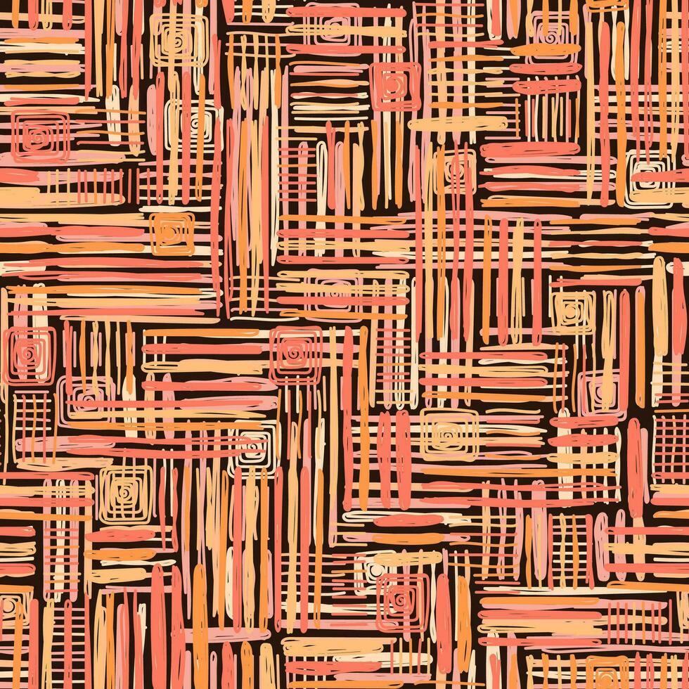 Mehrfarbiger Vektor nahtloses Muster aus verschiedenen handgezeichneten Strichen.
