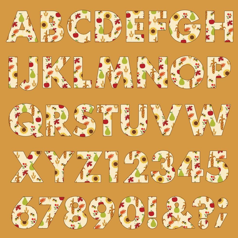 Herbst Thanksgiving Muster Alphabet vektor