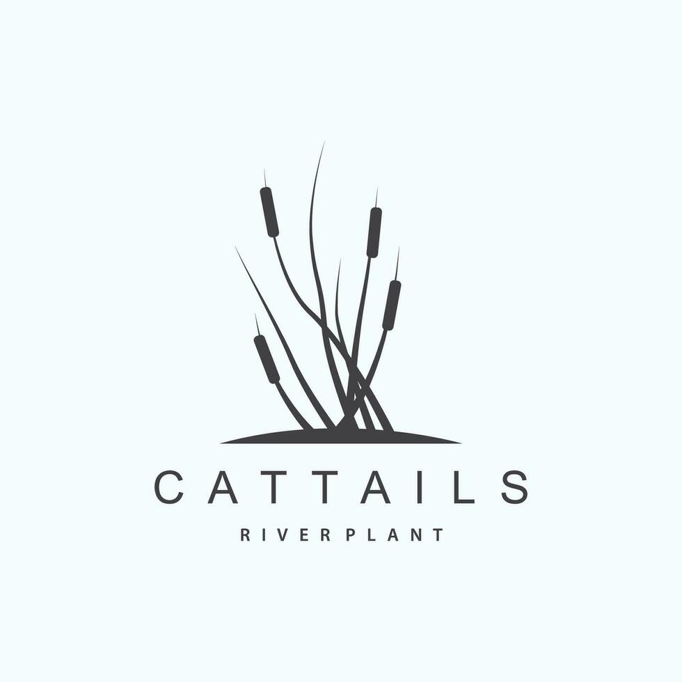 bäck och cattail flod logotyp, enkel minimalistisk gräs design för företag varumärke vektor