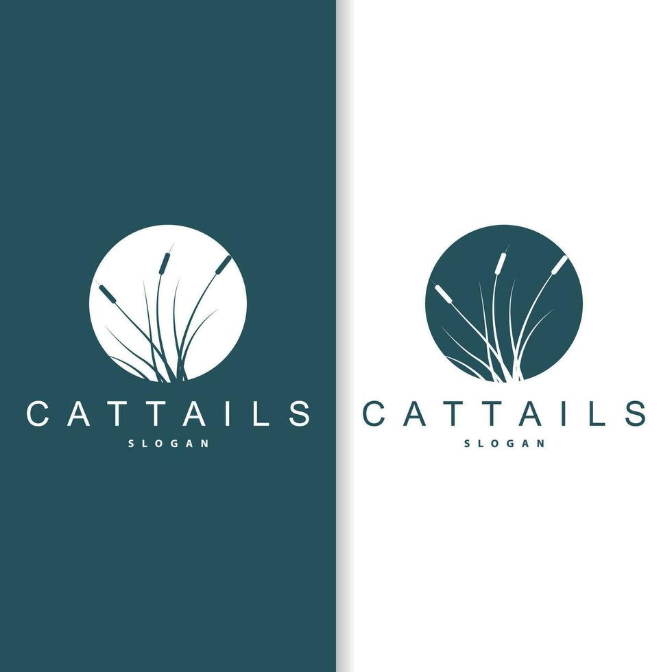 bäck och cattail flod logotyp, enkel minimalistisk gräs design för företag varumärke vektor