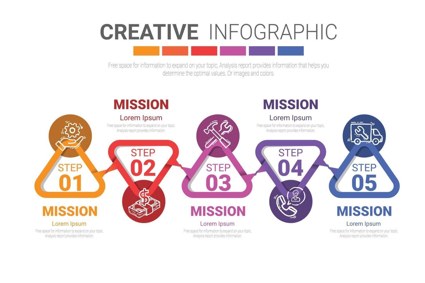 Infografik-Design-Vorlage mit Nummern 5 Option vektor