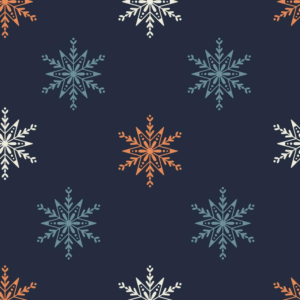 Winter nahtlos Muster mit Jahrgang Schneeflocken vektor