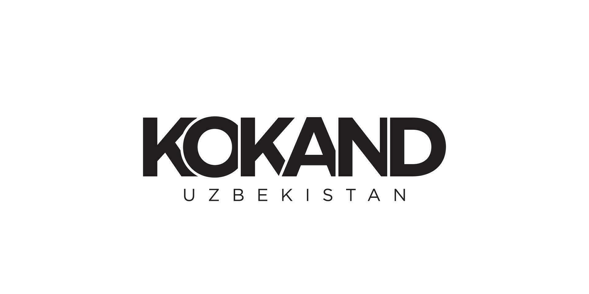 kokand im das Usbekistan Emblem. das Design Eigenschaften ein geometrisch Stil, Vektor Illustration mit Fett gedruckt Typografie im ein modern Schriftart. das Grafik Slogan Beschriftung.