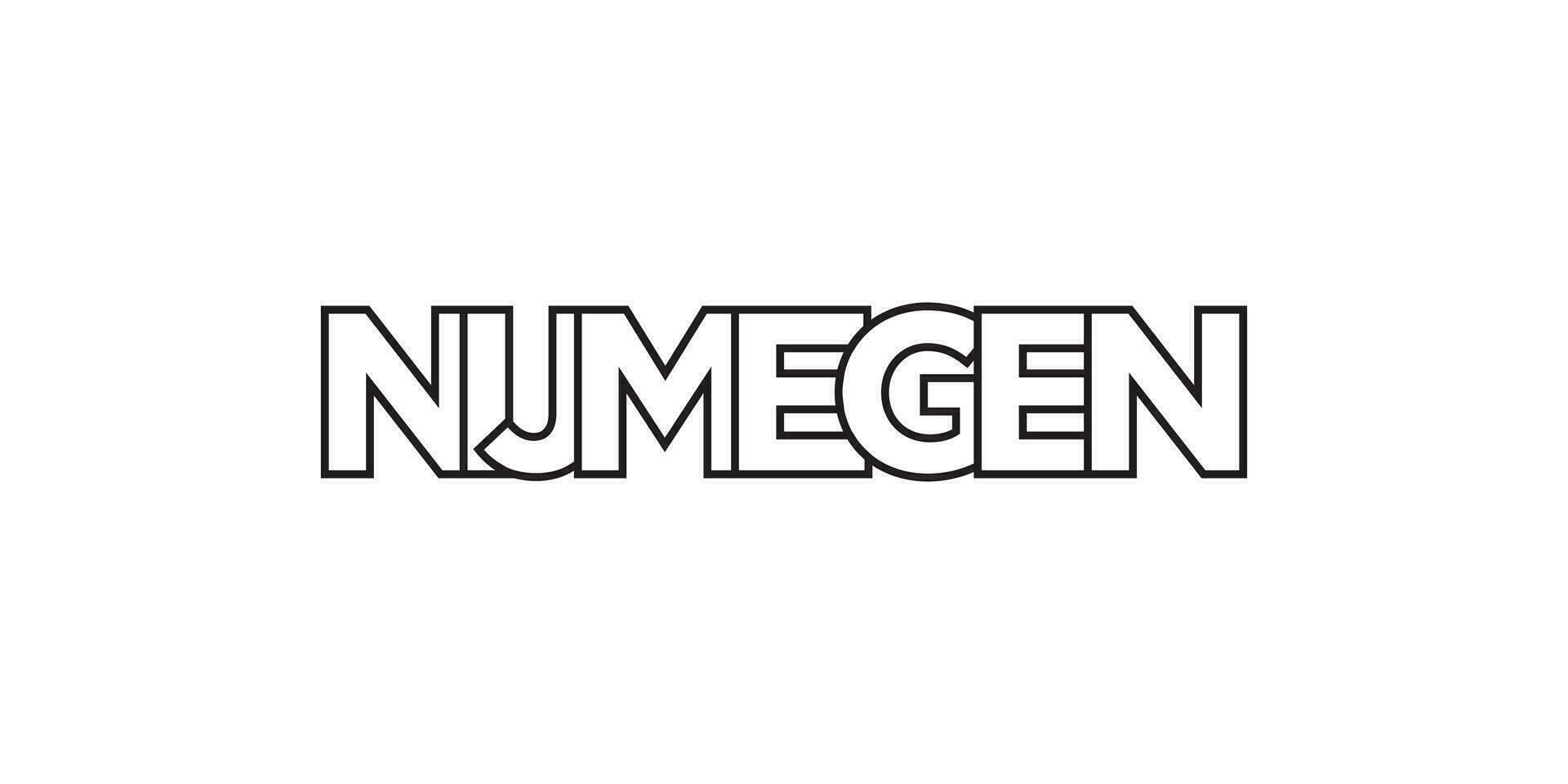 nijmegen im das Niederlande Emblem. das Design Eigenschaften ein geometrisch Stil, Vektor Illustration mit Fett gedruckt Typografie im ein modern Schriftart. das Grafik Slogan Beschriftung.