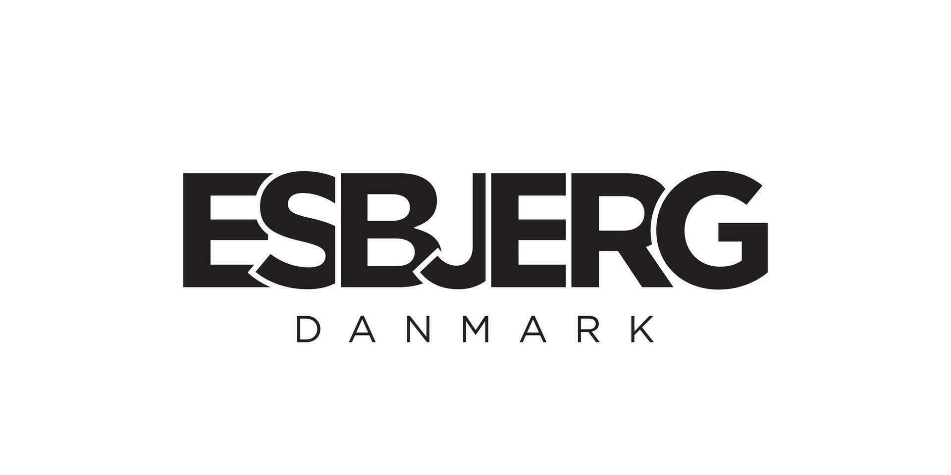 esbjerg i de Danmark emblem. de design funktioner en geometrisk stil, vektor illustration med djärv typografi i en modern font. de grafisk slogan text.
