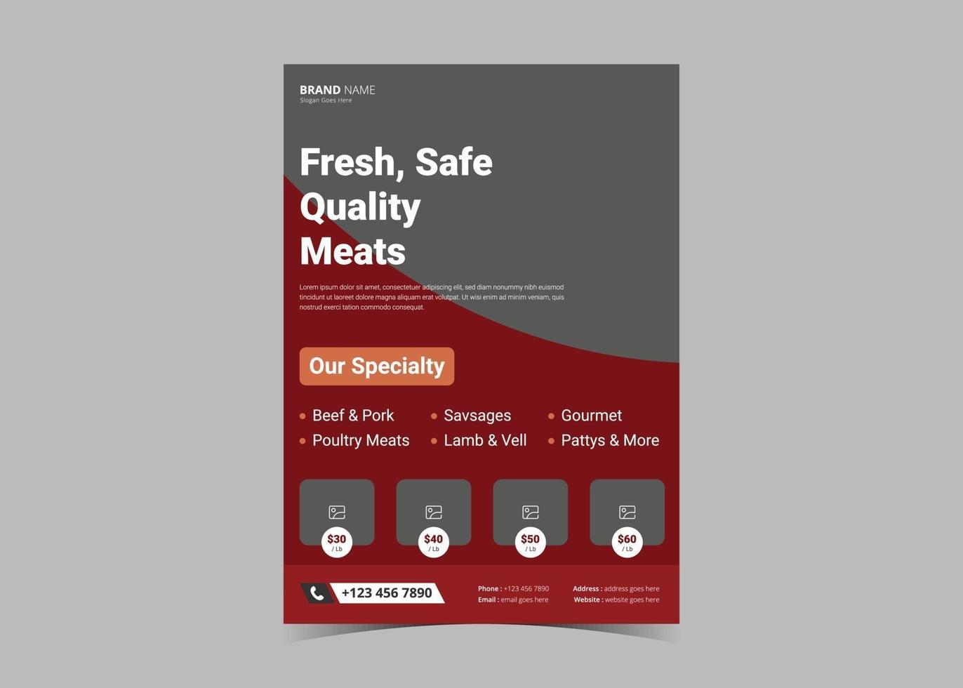 färskt kött leverans reklamblad mall vektor
