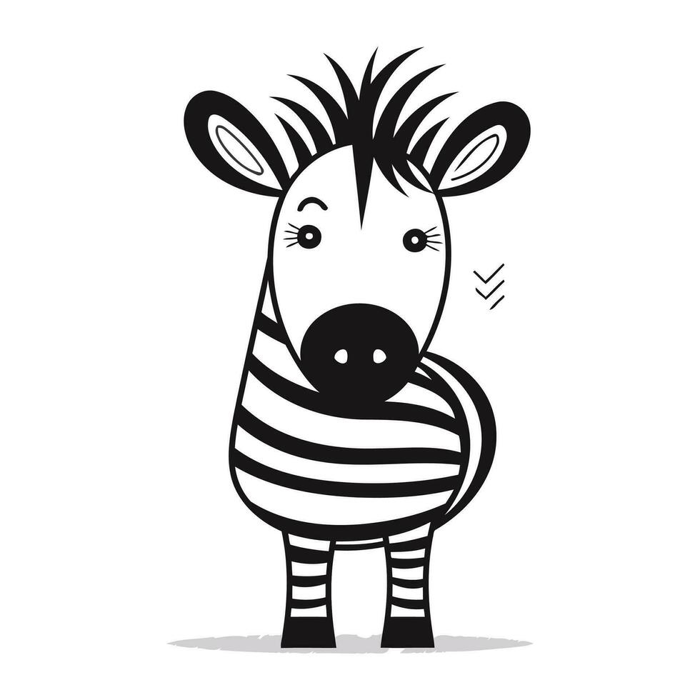 zebra med randig scarf. söt tecknad serie djur. vektor illustration.