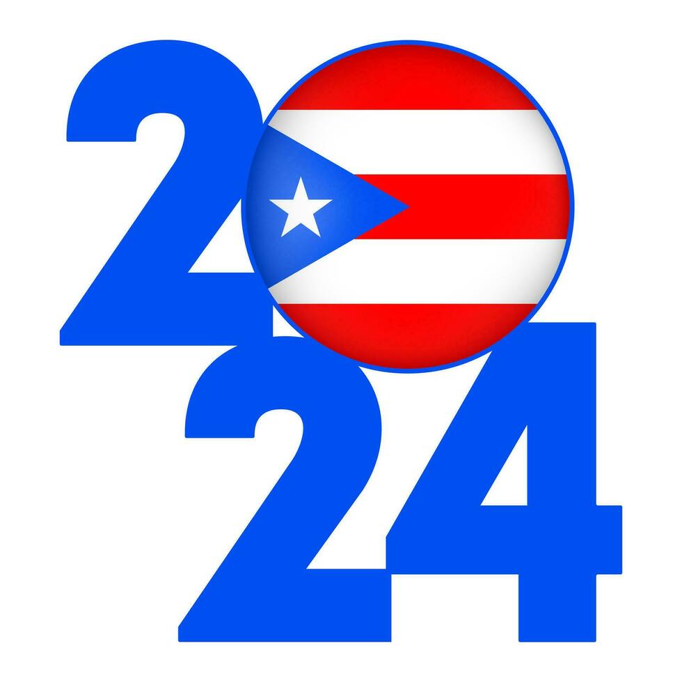 Lycklig ny år 2024 baner med puerto rico flagga inuti. vektor illustration.