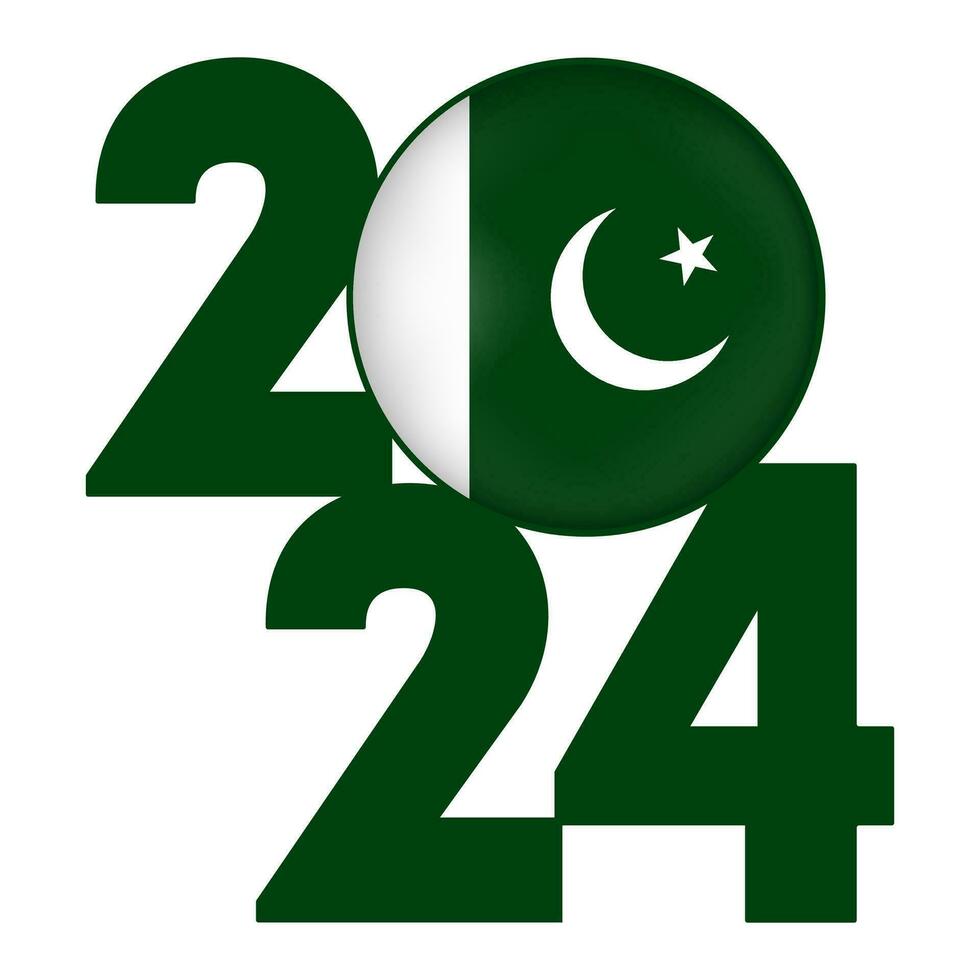 Lycklig ny år 2024 baner med pakistan flagga inuti. vektor illustration.