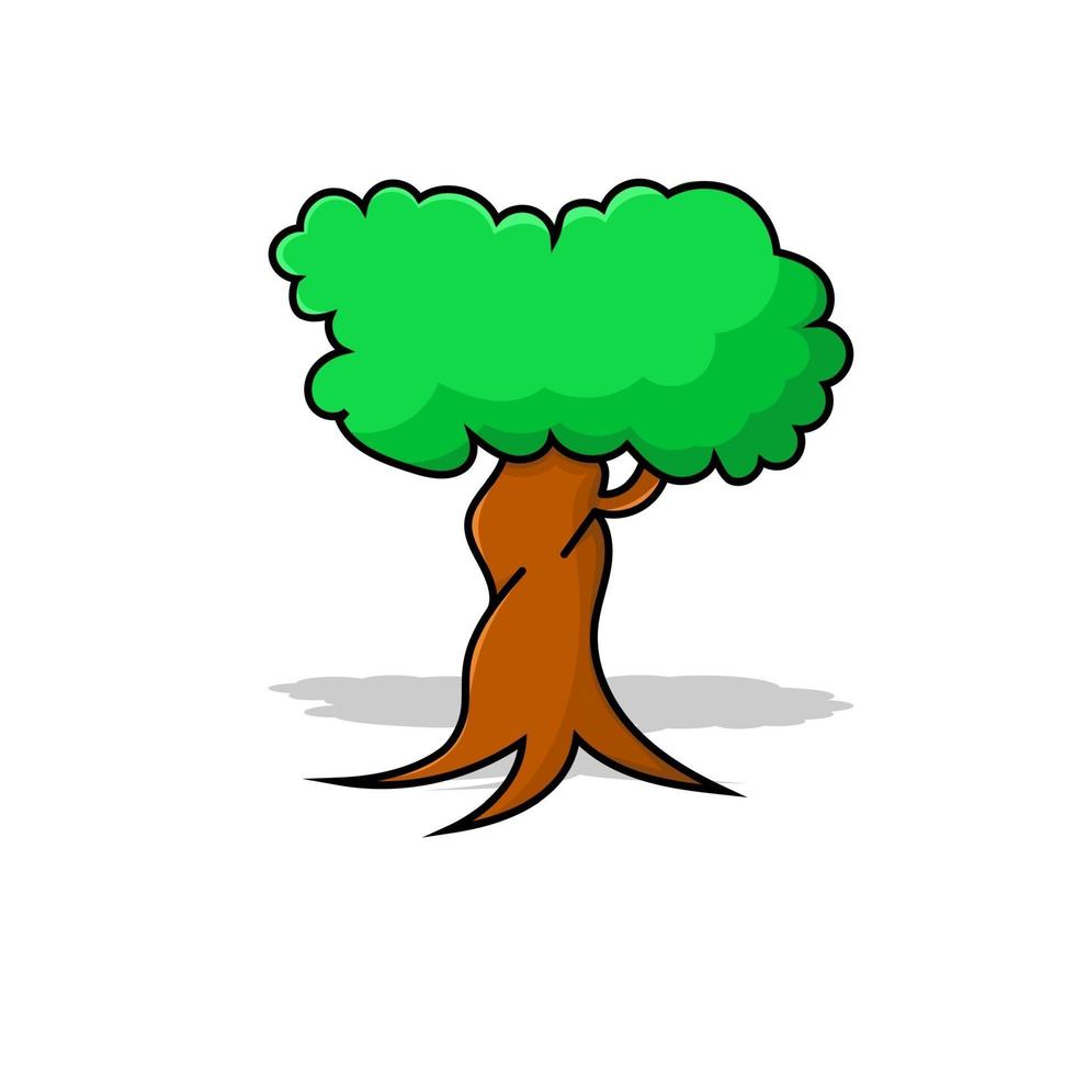 träd isolerade vektor illustration tecknad med kontur och skugga