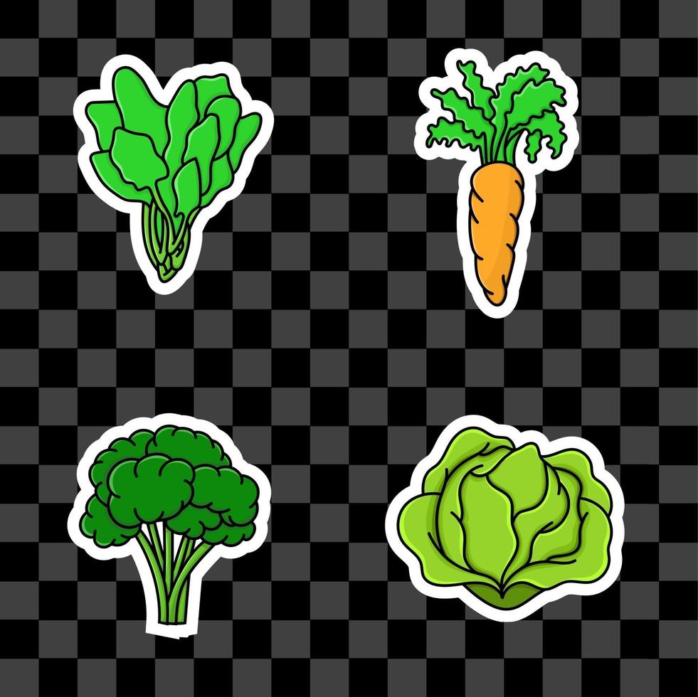 Satz Gemüse isolierte Vektorillustration mit weißem Umriss vektor