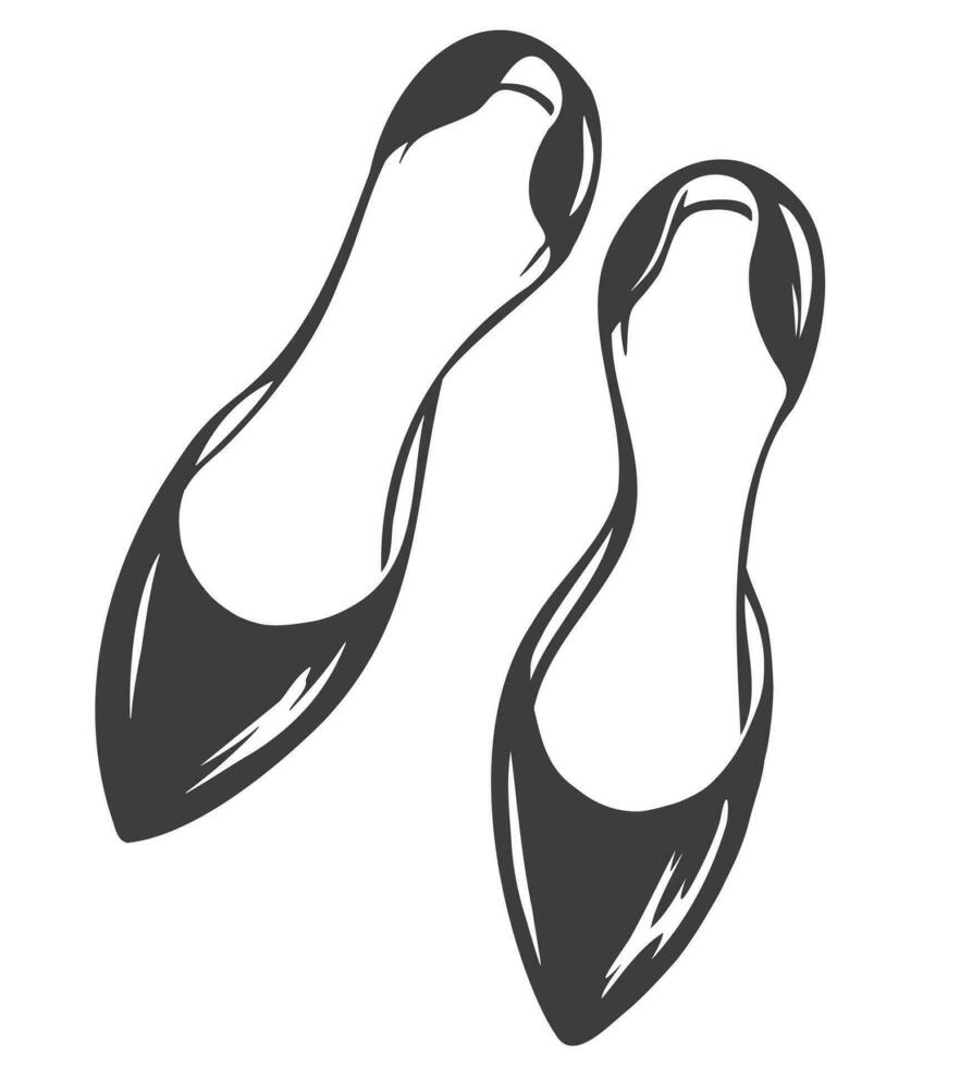 komfortabel Schuhe ohne Fersen. Ballett Wohnungen - - Damen Schuhe, Silhouette. Vektor Illustration zum Geschäft, Logo, Geschäft Design.
