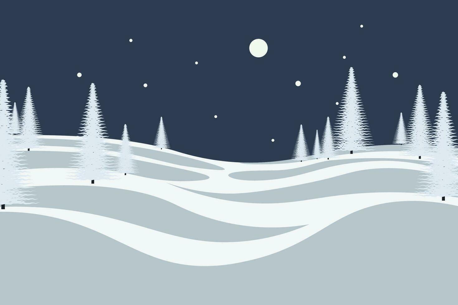 Blau Winter Landschaft Natur Szene mit Hügel Baum zum Banner Poster Illustration vektor