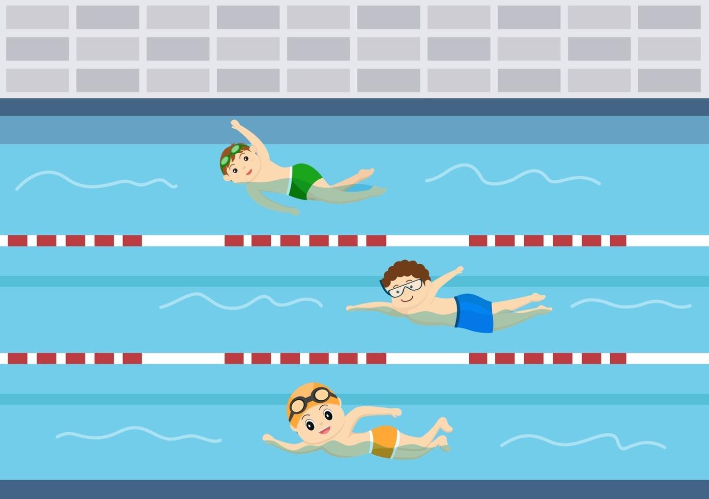 söta små barn simning vektor illustration