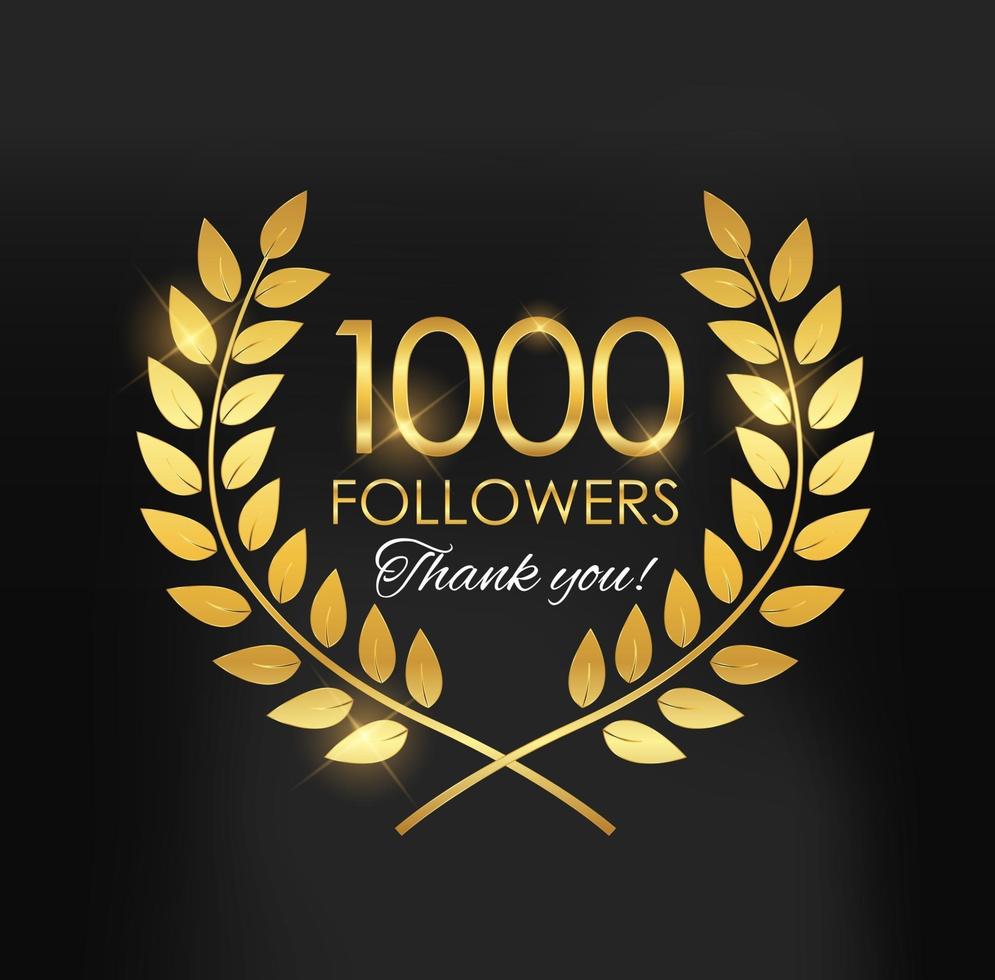 1000 följare, tack bakgrund för vänner i sociala nätverk vektor