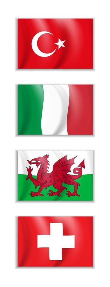 Satz von Flaggen der Türkei, Italien, Wales und der Schweiz. Geschäftsreise vektor