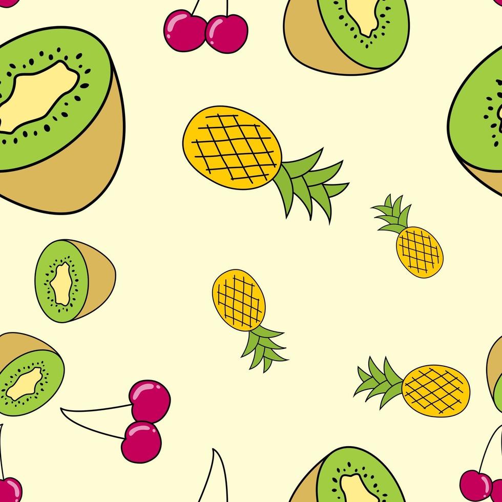 natürlich gezeichnete Früchte nahtlose Muster niedlichen Hintergrund. vektor