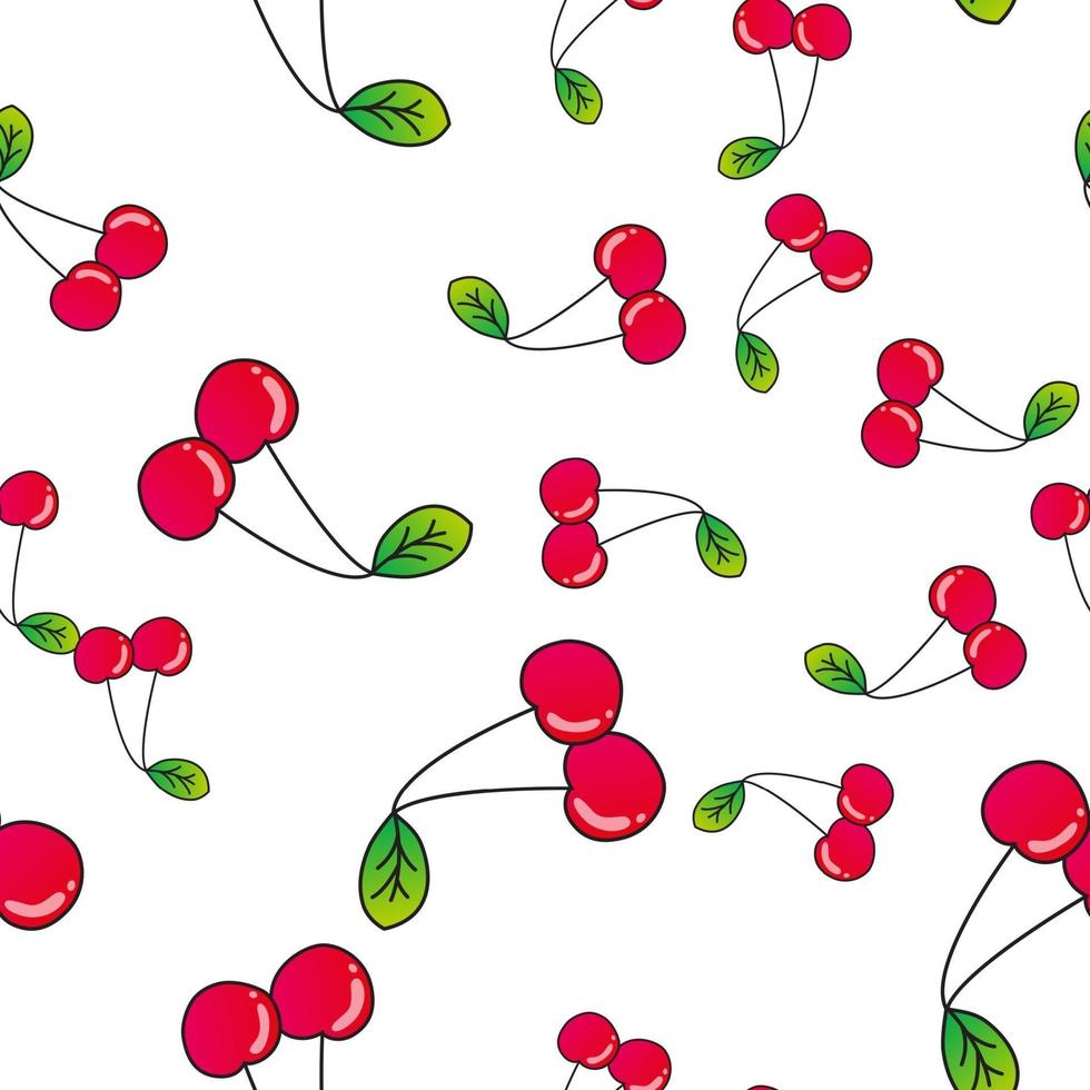 körsbär söt sömlös bakgrund för barn textil. vektor