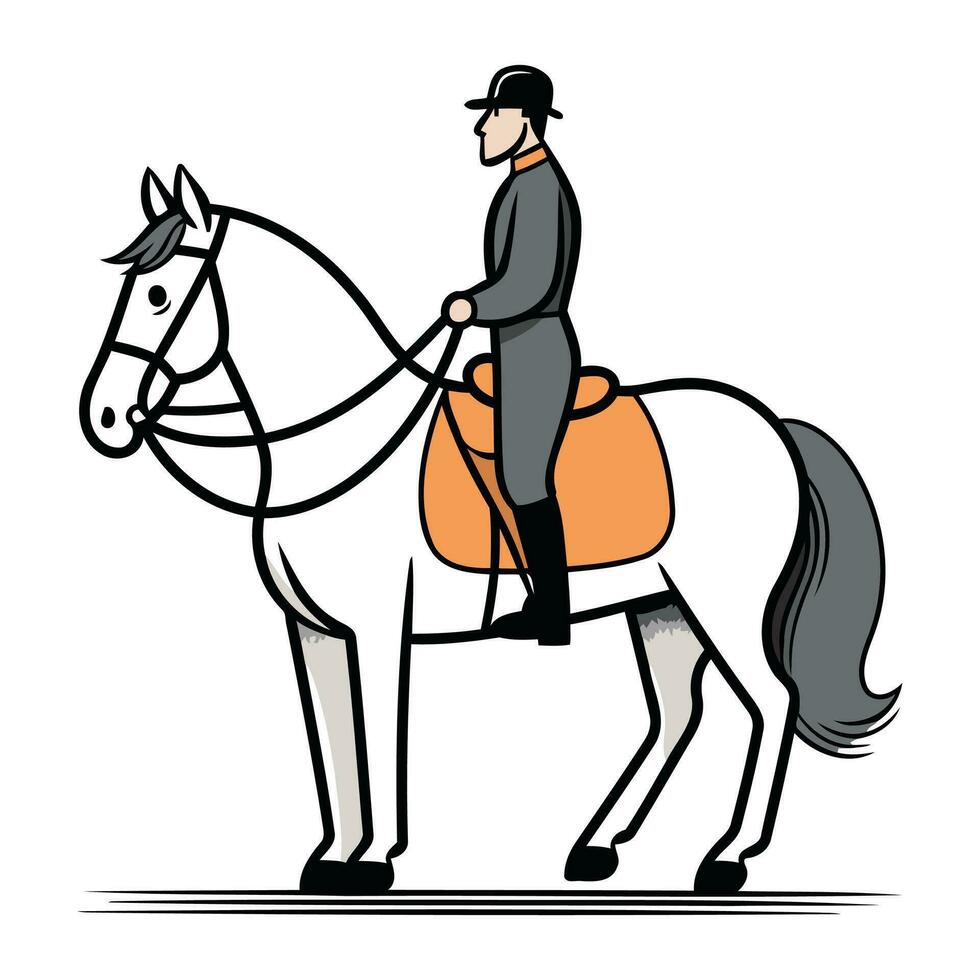 Reiter Reiten ein Pferd. Pferdesport Sport. Vektor Illustration